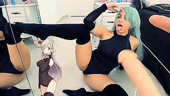 Double Suihinotto Toiminta Cosplay Tyttö Ja Ahegao Kasvot